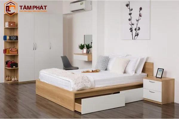 Giường gỗ công nghiệp có hộc kéo GN-0015MDF