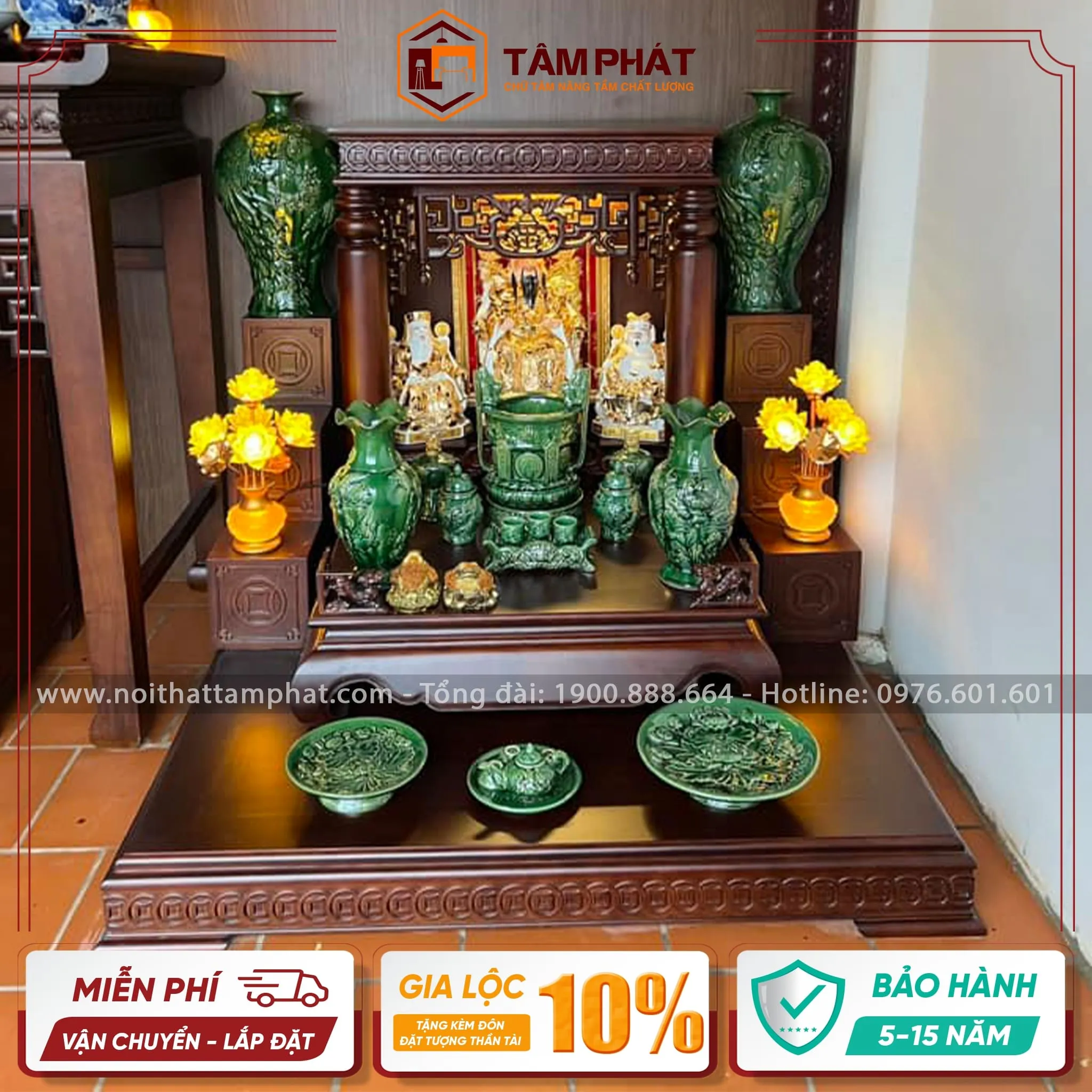 Bàn thờ thần tài cột trơn mẫu BTT-30048.