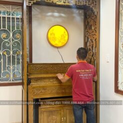 Bàn thờ nhị cấp (2 cấp) triện sen đẹp.