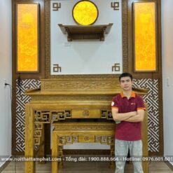 Bàn thờ đứng nhị cấp mẫu chữ Phúc sang trọng.