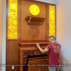 Thi công lắp đặt không gian thờ BT-1080 chi tiết, tỉ mỉ.