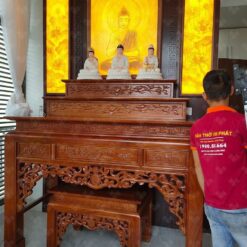Bàn thờ tam cấp thờ Phật và gia tiên gỗ Hương cao cấp BT-1101