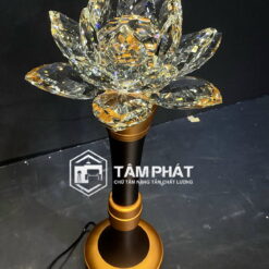 Đèn thờ điện hoa sen pha lê đổi màu mẫu DEN-012
