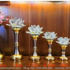 Đèn thờ hoa sen pha lê đẹp, đa dạng kích thước, màu sắc.