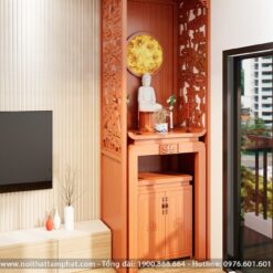 Bản vẽ 3D chi tiết không gian thờ.