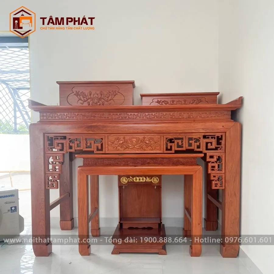 Bàn thờ đứng 2 tầng gỗ hương mẫu BT-1136