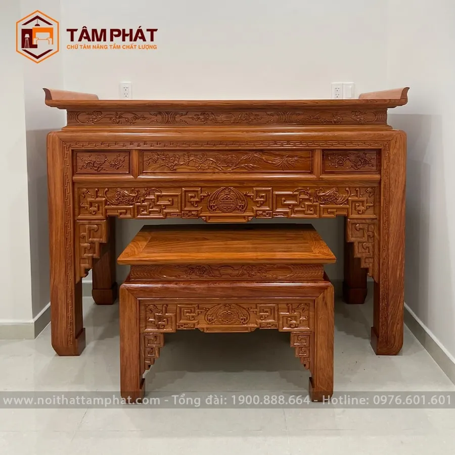 Bàn thờ Ngũ Phúc gỗ Hương đẹp mẫu BT-1156H