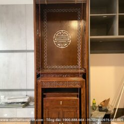 Phòng thờ chung cư kèm rèm sáo gỗ kín đáo mẫu BT-1134