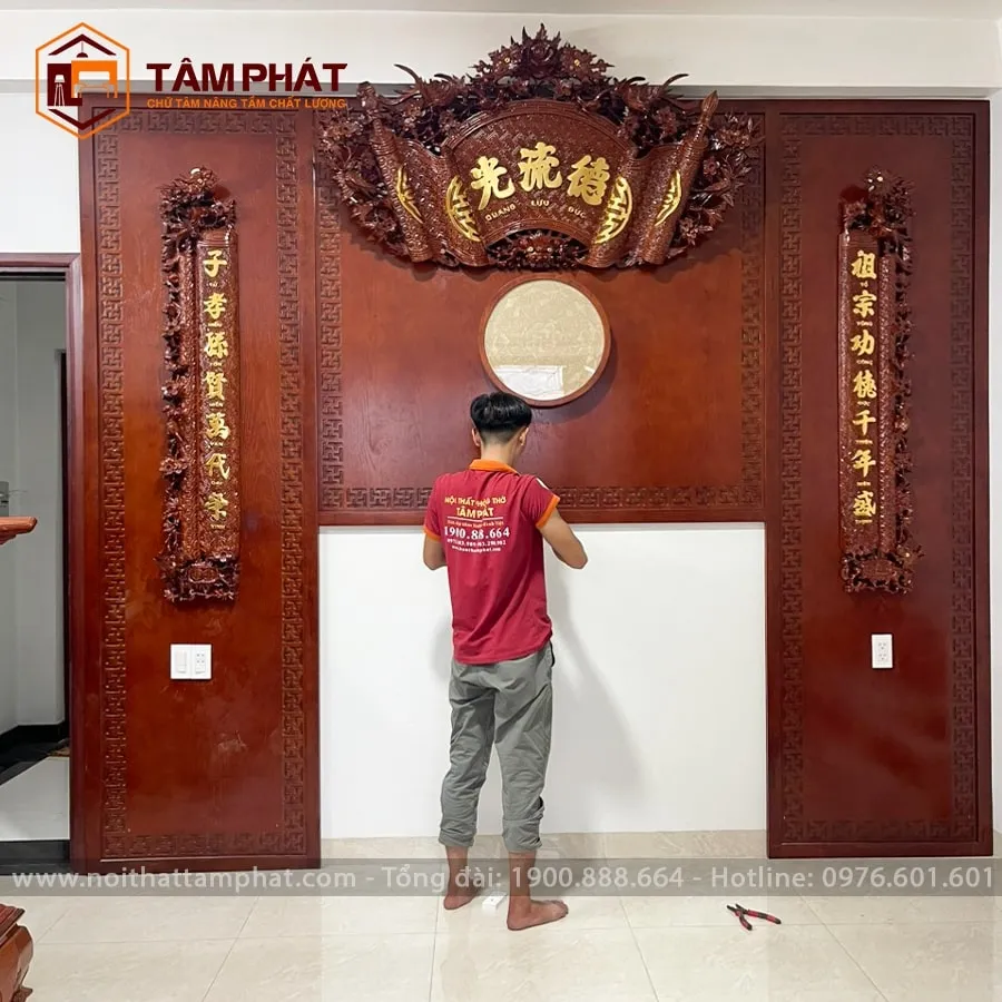 Tâm Phát thi công bàn giao không gian tủ thờ đẹp BTT-1150.