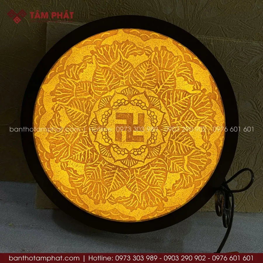 Tranh trúc chỉ tròn họa tiết Mandala chữ Vạn đẹp mẫu TC-6007