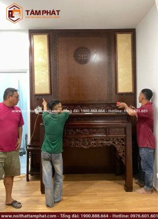 Tâm Phát thi công hoàn thiện phòng thờ BT-1219 bám sát thực tế khuôn viên thờ tự.