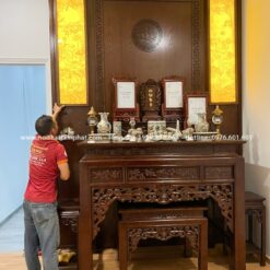 Bàn thờ Gia Tiên Cửu Huyền bài trí đẹp, gọn gàng, chuẩn phong thủy.