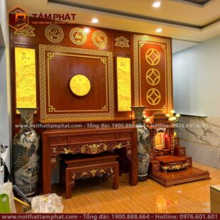 Ốp hậu MDF trang trí bộ tranh trúc chỉ ánh vàng linh thiêng.