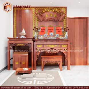 Thiết kế theo yêu cầu gia chủ, bám sát khuôn viên phòng thờ.