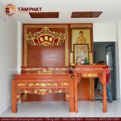 Từ 3D đến thực thế thi công, vị trí bàn thờ thay đổi theo yêu cầu gia chủ.
