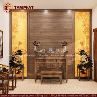Phòng thờ kèm tranh dọc hiện đại mẫu BT-1220