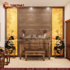 Thiết kế công năng phòng thờ phù hợp cho cả thờ Phật và Gia Tiên.
