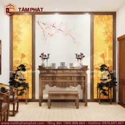 Mẫu phòng thờ thiết kế theo nhu cầu gia chủ và bám sát thực tế khuôn viên phòng thờ gia đình.