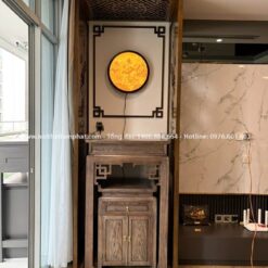 Phòng thờ chung cư kèm vách ngăn và rèm che đẹp mẫu BT-1228