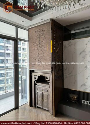 Phòng thờ BT-1228 có rèm che kín đáo, riêng biệt.