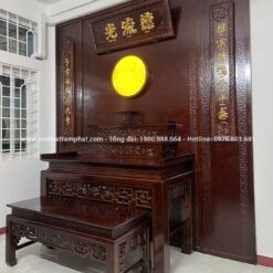 Bàn thờ đứng tam cấp mẫu triện sen sang trọng.