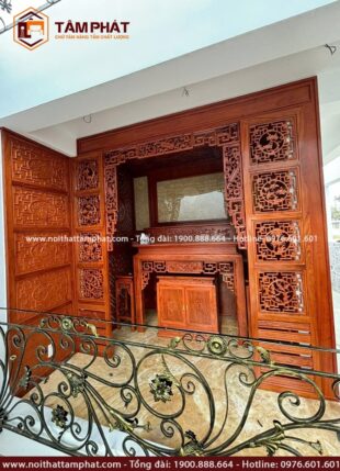 Tổng quan phòng thờ có tính thẩm mỹ cao, phù hợp với mọi không gian nhà cửa.