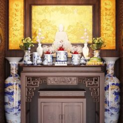 Bàn thờ nhị cấp thờ tự kết hợp Phật và Gia Tiên.