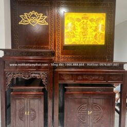 Phòng thờ 2 bàn đứng kèm ốp hậu đẹp mẫu BT-1235
