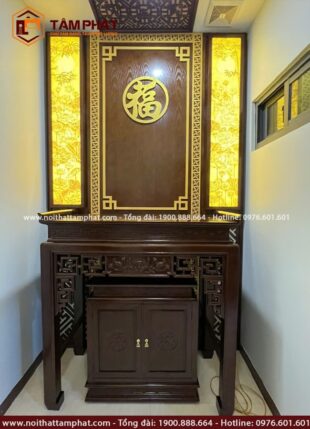Phòng thờ Gia Tiên tại góc cuối hành lang mẫu BT-1236