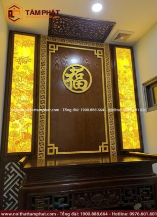 Tâm Phát trang trí và cân đối ánh sáng để tạo sự trang nghiêm, ấm cúng ở khu vực này.