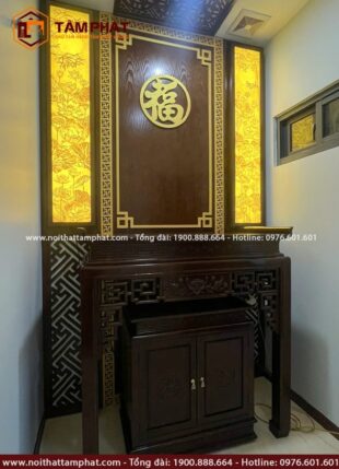 Tâm Phát nhận đặt đóng các mẫu phòng thờ tại góc hành lang theo yêu cầu.