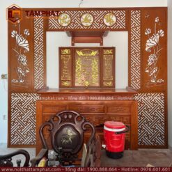 Mẫu phòng thờ BT-1244 phù hợp lắp đặt tại phòng khách, gác lửng hoặc không gian phòng thờ riêng.