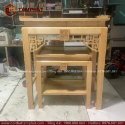 Kết cấu bàn thờ gỗ sồi chắc chắn, đáp ứng nhu cầu sử dụng lâu dài.