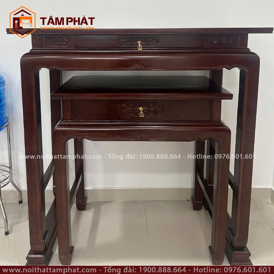 Thiết kế ngăn kéo tiện dụng cho gia chủ cất giữ hương nến, văn khấn,...