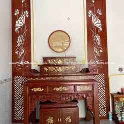 Mẫu phòng thờ này phù hợp cho không gian nhà phố, biệt thự, phòng thờ riêng.