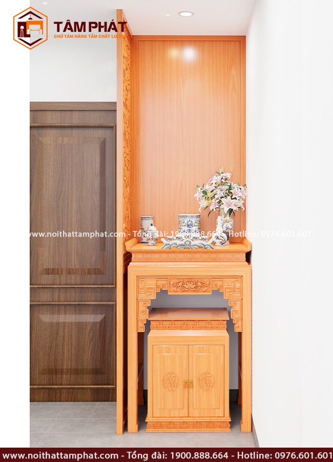 Phòng thờ nhỏ gọn 1 vách mẫu BT-1249