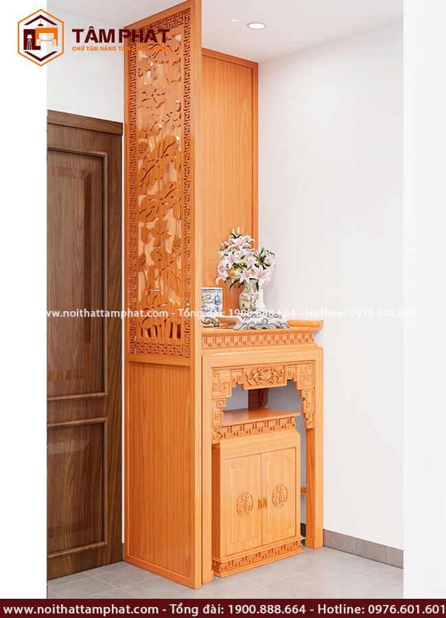 Thiết kế phòng thờ 3D giúp gia chủ dễ dàng điều chỉnh bố cục trước khi sản xuất và lắp đặt.